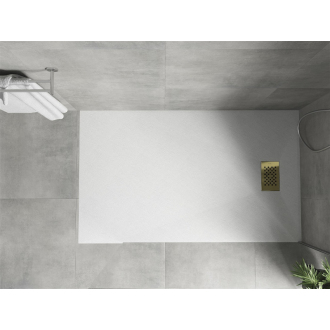 Mexen Hugo obdĺžniková sprchová vanička SMC 160 x 90 cm, biela, zlatý kryt - 42109016-G