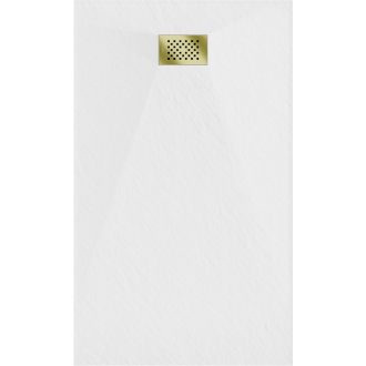 Mexen Hugo obdĺžniková sprchová vanička SMC 160 x 90 cm, biela, zlatý kryt - 42109016-G
