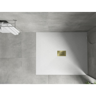 Mexen Hugo obdĺžniková sprchová vanička SMC 120 x 100 cm, biela, zlatý kryt - 42101012-G