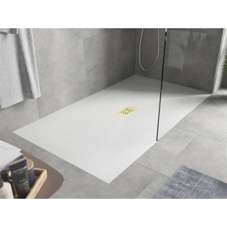 Mexen Hugo obdĺžniková sprchová vanička SMC 200 x 100 cm, biela, zlatý kryt - 42101020-G