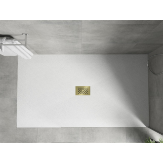 Mexen Hugo obdĺžniková sprchová vanička SMC 200 x 100 cm, biela, zlatý kryt - 42101020-G