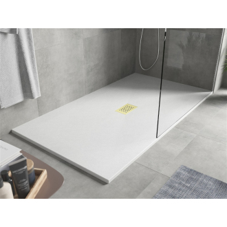Mexen Hugo obdĺžniková sprchová vanička SMC 200 x 100 cm, biela, zlatý kryt - 42101020-G