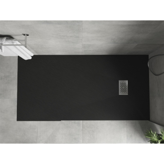 Mexen Hugo obdĺžniková sprchová vanička SMC 180 x 80 cm, čierna, nerezový kryt - 42708018-X