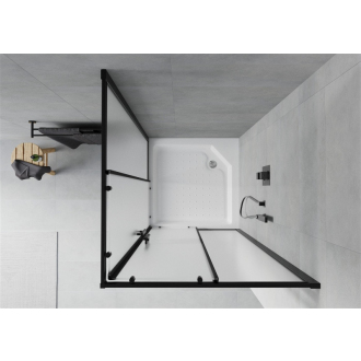 Mexen Rio štvorcová sprchová kabína 90 x 90 cm, mráz, čierna + sprchová vanička Rio, biela - 860-090-090-70-30-4510