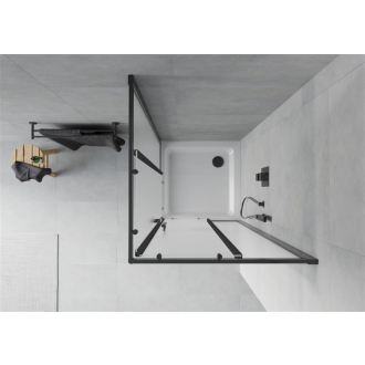 Mexen Rio štvorcový sprchovací kút 90 x 90 cm, mráz, čierna + plochá sprchová vanička, biela - 860-090-090-70-30-4010B