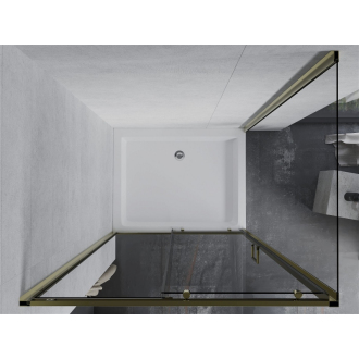 Mexen Apia výsuvná sprchová kabína 120 x 80 cm, priehľadná, zlatá + sprchová vanička Rio - 840-120-080-50-00-4510
