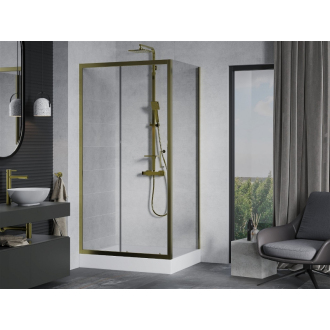 Mexen Apia výsuvná sprchová kabína 120 x 80 cm, priehľadná, zlatá + sprchová vanička Rio - 840-120-080-50-00-4510