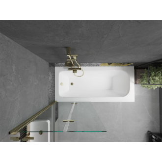 Mexen Vega obdĺžniková vaňa 170 x 70 cm s plášťom a 2-listovou zástenou 80 cm, transparentná, zlatá - 550117070X9208025000