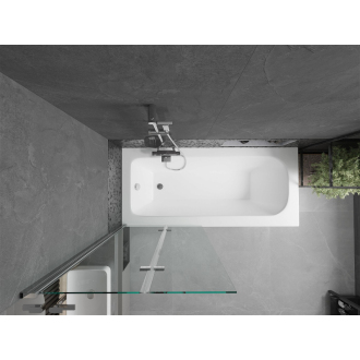 Mexen Vega obdĺžniková vaňa 180 x 80 cm s plášťom a 2 krídlovou zástenou 80 cm, transparentná, chróm - 550118080X9208020100