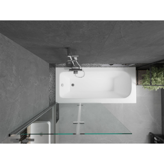 Mexen Vega obdĺžniková vaňa 180 x 80 cm s plášťom a 2-listovou zástenou 100 cm, transparentná, chróm - 550118080X9210020100