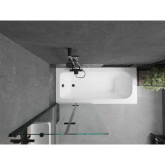 Mexen Vega obdĺžniková vaňa 180 x 80 cm s plášťom a 2 krídlovou zástenou 80 cm, priehľadná, čierna - 550118080X9208027000