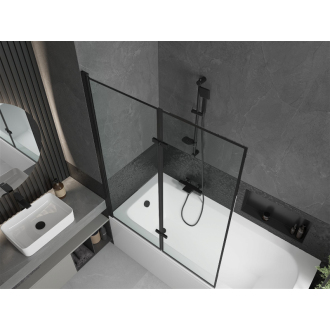 Mexen Vega obdĺžniková vaňa 180 x 80 cm s plášťom a 2 krídlovou zástenou 120 cm, čierny vzor - 550118080X9212027070