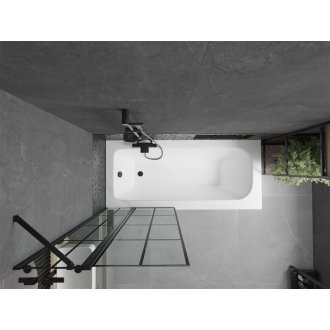 Mexen Vega vaňa 150x70 cm s panelom a zástenou 80 cm, čierny vzor 550115070X9408117077