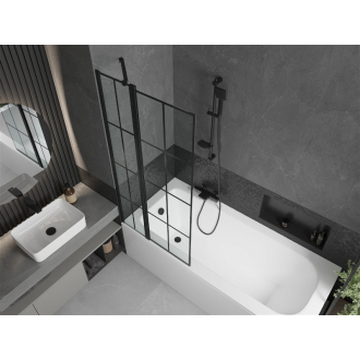 Mexen Vega vaňa 170x70 cm s panelom a zástenou 80 cm, čierny vzor 550117070X9408117077