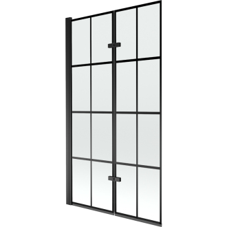 Mexen Castor 2-krídlová vaňová zástena 100 x 150 cm, čierny vzor, čierna - 892-100-002-70-77