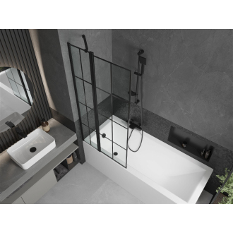 Mexen Flip vaňová zástena jednokrídlová 80 x 150 cm, čierny vzor, čierna - 894-080-101-70-77