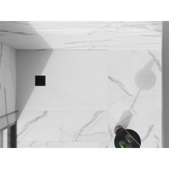 Mexen Stone+ obdĺžniková kompozitová sprchová vanička 90 x 80 cm, biela, čierny poťah - 44108090-B