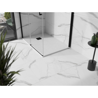Mexen Stone+ obdĺžniková kompozitová sprchová vanička 90 x 80 cm, biela, čierny poťah - 44108090-B