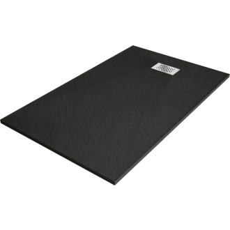 Mexen Hugo obdĺžniková sprchová vanička SMC 150 x 90 cm, čierna, nerezový kryt - 42709015-X