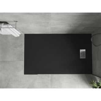 Mexen Hugo obdĺžniková sprchová vanička SMC 160 x 90 cm, čierna, nerezový kryt - 42709016-X