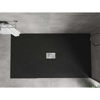 Mexen Hugo obdĺžniková sprchová vanička SMC 200 x 100 cm, čierna, nerezový kryt 42701020-X