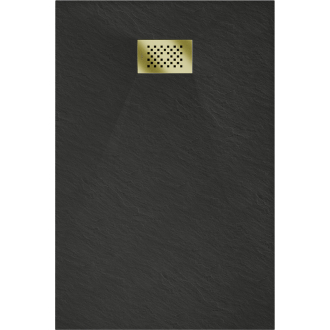Mexen Hugo obdĺžniková sprchová vanička SMC 130 x 80 cm, čierna, zlatý kryt - 42708013-G