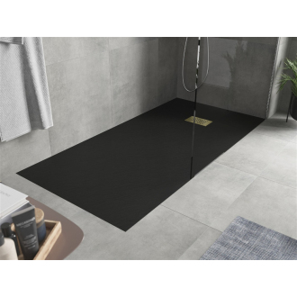 Mexen Hugo obdĺžniková sprchová vanička SMC 180 x 80 cm, čierna, zlatý kryt - 42708018-G