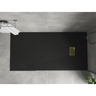 Mexen Hugo obdĺžniková sprchová vanička SMC 180 x 80 cm, čierna, zlatý kryt - 42708018-G