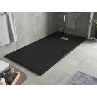 Mexen Hugo obdĺžniková sprchová vanička SMC 180 x 80 cm, čierna, zlatý kryt - 42708018-G