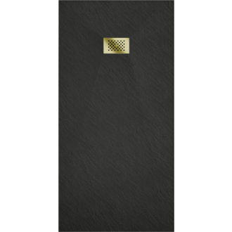 Mexen Hugo obdĺžniková sprchová vanička SMC 180 x 80 cm, čierna, zlatý kryt - 42708018-G