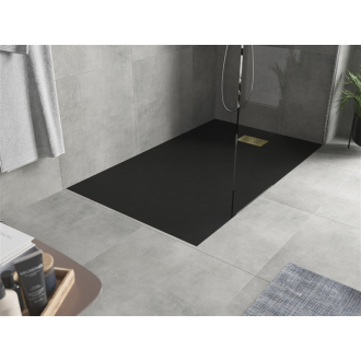 Mexen Hugo obdĺžniková sprchová vanička SMC 150 x 90 cm, čierna, zlatý kryt - 42709015-G