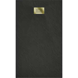 Mexen Hugo obdĺžniková sprchová vanička SMC 160 x 90 cm, čierna, zlatý kryt - 42709016-G