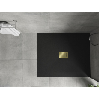 Mexen Hugo obdĺžniková sprchová vanička SMC 110 x 100 cm, čierna, zlatý kryt - 42701011-G