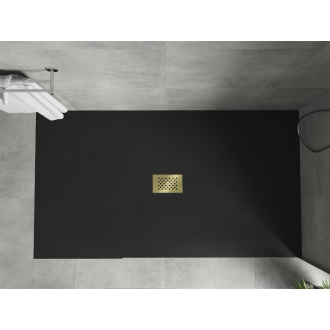 Mexen Hugo obdĺžniková sprchová vanička SMC 200 x 100 cm, čierna, zlatý kryt - 42701020-G