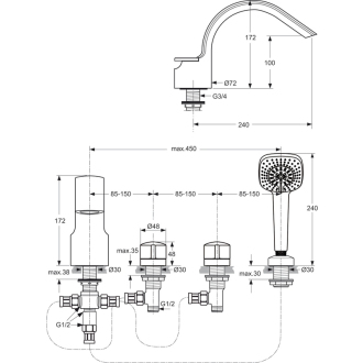 Ideal Standard MELANGE A 4293 AA batéria vaňová štvorotvorová