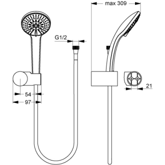 Ideal Standard IDEALRAIN vaňová sada B 9452AA 3S Idealflex 125cm