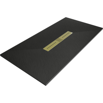 Mexen Toro obdĺžniková sprchová vanička SMC 150 x 90 cm, čierna, zlatý kryt - 43709015-G