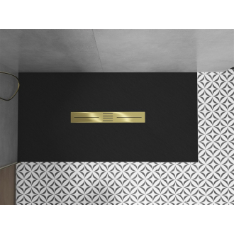 Mexen Toro obdĺžniková sprchová vanička SMC 150 x 90 cm, čierna, zlatý kryt - 43709015-G