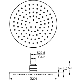 Ideal Standard IDEALRAIN L1 B9442AA hlavová sprcha 200mm, chróm