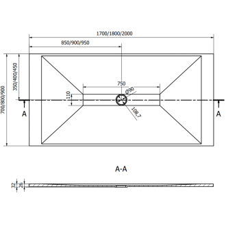 Mexen Toro obdĺžniková sprchová vanička SMC 200 x 70 cm, čierna, čierny kryt - 43707020-B
