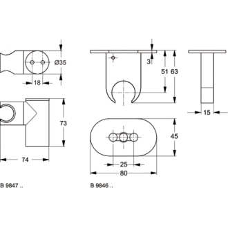 Ideal Standard IDEALRAIN PRO B9846AA držiak sprchy pevný, chróm