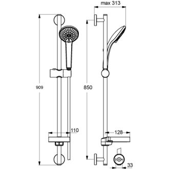 Ideal Standard IDEALRAIN M3 B9417AA sprchová kombinácia 900 mm M3 s 3-funkčnou sprchou