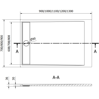 Mexen Amon obdĺžniková sprchová vanička SMC 130 x 70 cm, čierna - 4F707013
