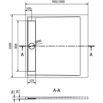 Mexen Amon obdĺžniková sprchová vanička SMC 100 x 90 cm, čierna - 4F709010