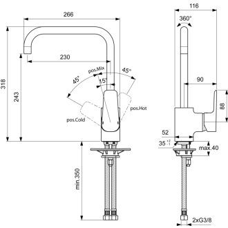 Ideal Standard CERAPLAN III B 0725 AA drezová stojanková batéria