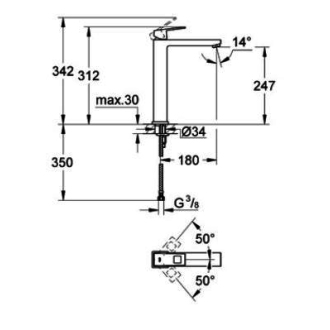GROHE EUROCUBE 23406000 umývadlová batéria vysoká bez výpuste