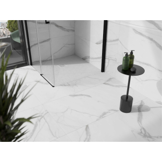 Mexen Stone+ štvorcová kompozitová sprchová vanička 70 x 70 cm, biela, biely kryt 44107070-W