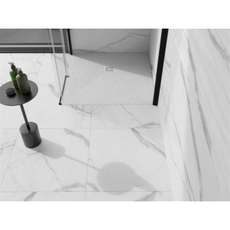 Mexen Stone+ štvorcová kompozitová sprchová vanička 70 x 70 cm, biela, biely kryt 44107070-W