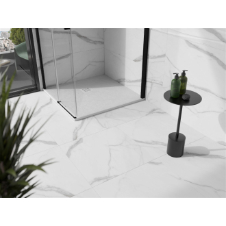Mexen Stone+ štvorcová kompozitová sprchová vanička 70 x 70 cm, biela, biely kryt 44107070-W