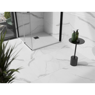 Mexen Stone+ štvorcová kompozitová sprchová vanička 70 x 70 cm, biela, čierny poťah - 44107070-B